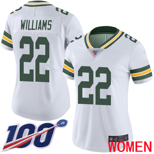 Green Bay Packers Limited White Women #22 Williams Dexter Road Jersey Nike NFL 100th Season Vapor Untouchable